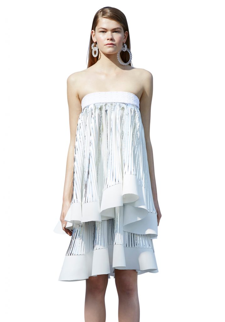 By Johnny Silver Pleat Flute Top and Silver Pleat Skirt